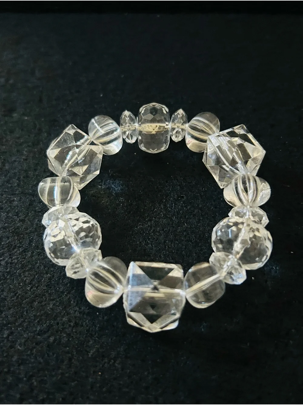 Crystal Clear Beaded Stretch Bracelet - Transparent